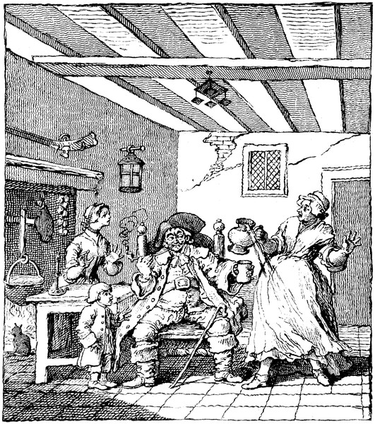 William Hogarth: Frontispiz zu „Die Rückkehr des Bauern“ (1762)