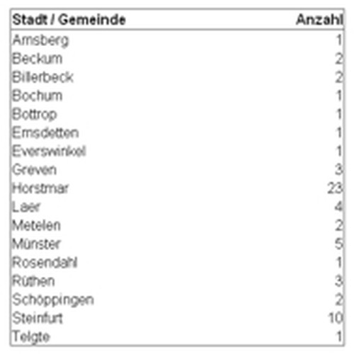 Tabellarische Dartstellung im Internetportal Familiennamengeographie