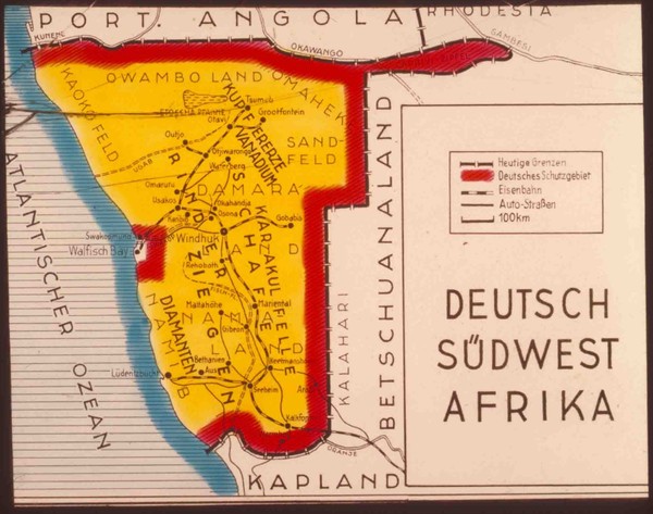 Karte Deutsch-Südwestafrika. Bildbestand der Deutschen Kolonialgesellschaft, Universitätsbibliothek Frankfurt / Main, Bildnummer 023-0262-04
