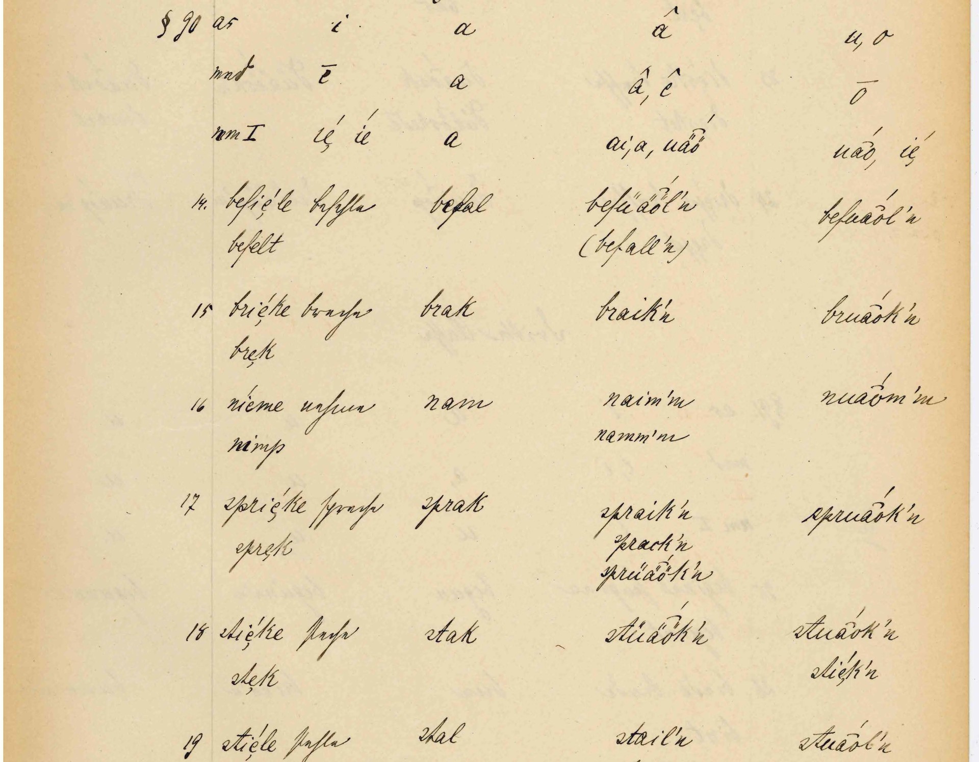 Seite aus der Flexionslehre von Dr. Julius Kaumann